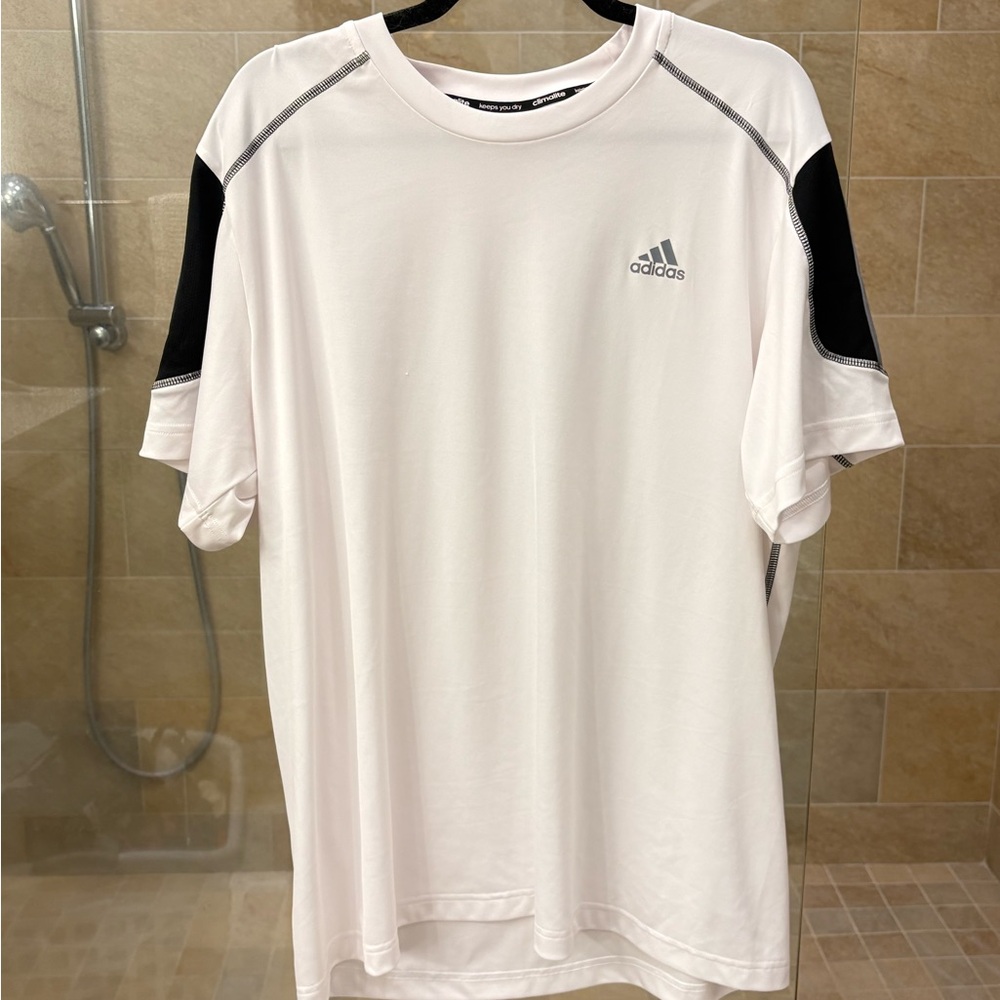 Men’s Adidas White and Black Short Sleeve Climate Tee
